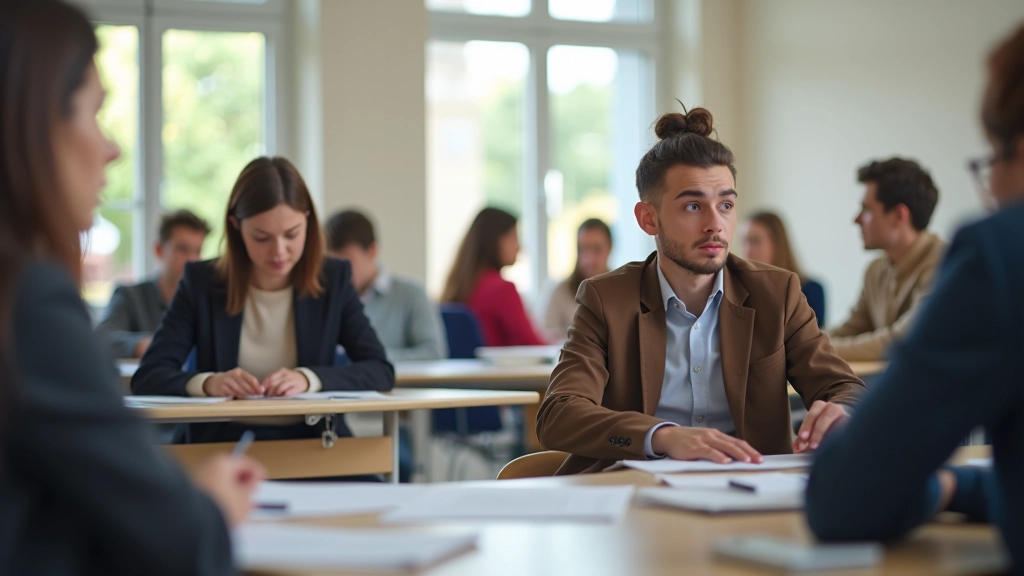 Moderní učebna s studenty připravujícími se na zkoušku IELTS
