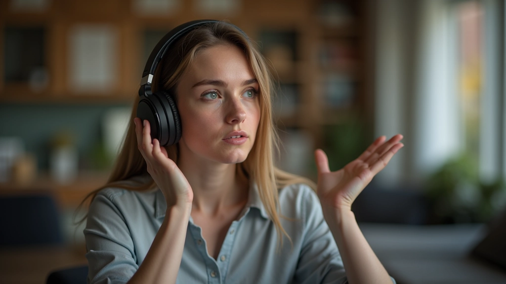 Student s sluchátky poslouchá nahrávku