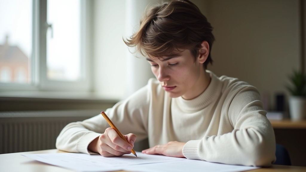 Osoba vyplňuje formulář True False Not Given během přípravy na IELTS